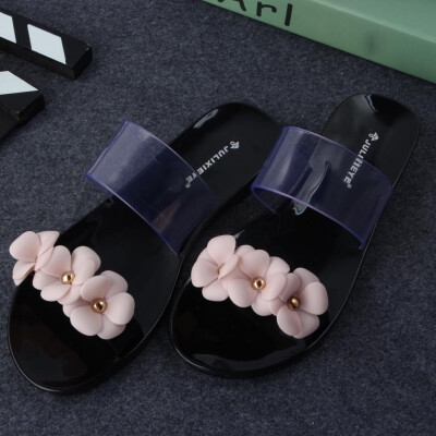 

Rose Summer Ladies Beach Sandals Flowers Jelly Slippers Non-Slip Home Casual Shoes