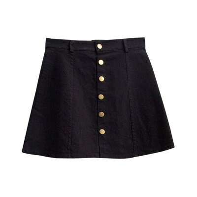 

Solid A-Line Single Breasted Skirt for Women Vintage High Waist Mini Jeans Skirt Summer Plus Size Skirts Saia Jeans Feminino