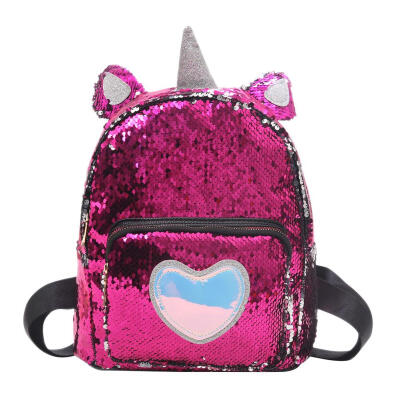 

Sequin Heart Print Travel Backpacks Teenage Girl School Women Shoulder Bags