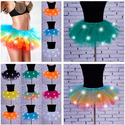 

Light Up LED Dance Tutu Mini Skirt 5 Layer Evening Party Fancy Dress Costume