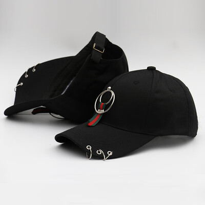 

New Cap Female Korean Chaopai Joker Student Stars with Spring&Summer Street Iron Ring Hip Hop Baseball Cap Male