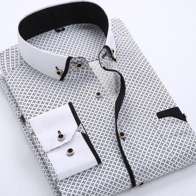 

Slim Fit Print Shirt Thin Long Sleeve Top Casual Business Shirts For Men