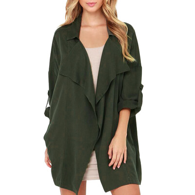 

Toponeto Women Rolled Long Sleeve Waterfall Cardigan Outwear Jumpers Jacket Coat Top