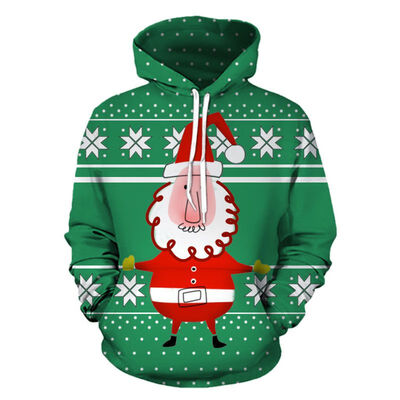 

Sweater lady holiday simple autumn warm long sleeves cute Christmas print plus velvet velvet hooded multi-color style optional