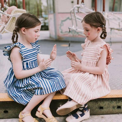 

Toddler Kids Baby Girls Striped Dress Princess Party Dresses Sundress Clothes