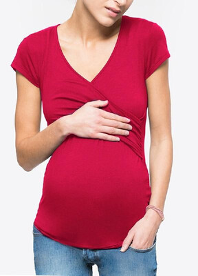 

Comfy&Cool Maternity Pure Color V-neck T-shirt