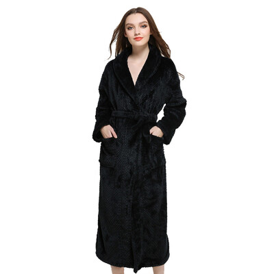 

Toponeto Women Winter Lengthened Coralline Plush Shawl Bathrobe Long Sleeve Robe Coat