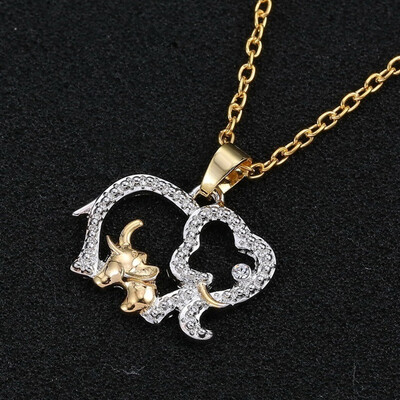

Mothers Day Gift Creative Cute Animal Double Elephant Pendant Necklace Jewelry