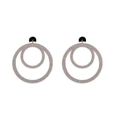 

Acrylic Drop Dangle Earrings Grey Resin Hoop Ear Studs Double Circle Earrings for Women Girls