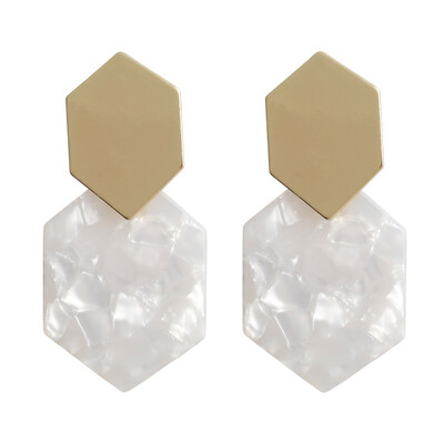 

EK1003 Trendy Geometric Polygon Acrylic Resin Drop Earring For Women Punk Leopard Print Statement Dangle Earring Party Jewelry