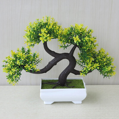 

New Bonsai Tree In Square Pot Artificial Plant Decoration Not Faded No Watering Potted For Office Home
