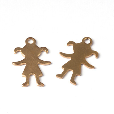 

Girl 304 Stainless Steel Pendants Golden 16x11x1mm Hole 15mm