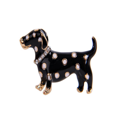 

White Enamel Black Spots Dog Brooches Women Mens Alloy Animal Brooch Pins Girls Bag