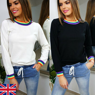 

Womens Fashion Long Sleeve Plain Tops Blouse Ladies Casual Loose Tee T Shirts