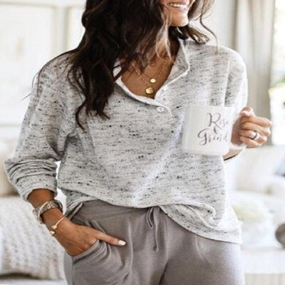 

Marble Pattern Buttons Stand Collar Long Sleeves Top