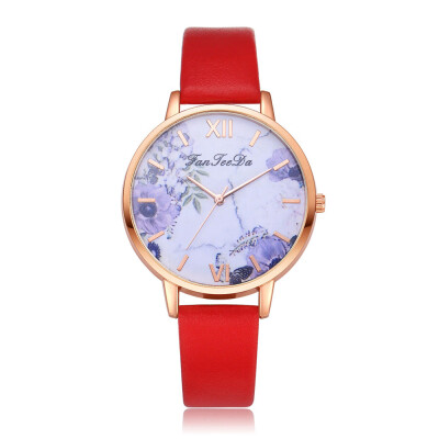 

Minimalism Womens Watches Purple Floral Dial Ladies Simple Quartz Wristwatch Leather Strap Clock Casual Dress Reloj Mujer