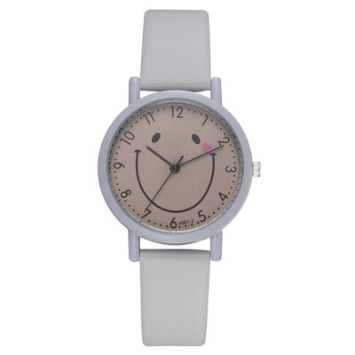 

Europe&the United States hot QQ cartoon smiley expression pack student watch trend solid color quartz watch