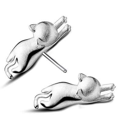 

Fashion Delicate Tiny Cute Cats Earrings Chic Silver Plated Kitty Stud Earrings Awesome