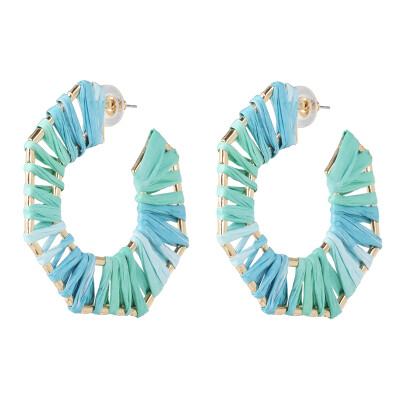 

2019 Korean Summer Geometric Hollow Circle Square Drop Earrings for Women Big Round Handmade Bohemian Party Beach Jewelry