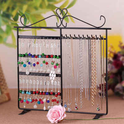 

Metal Iron Earrings Necklace Ear Studs Jewelry Display Rack Stand Organizer Holder