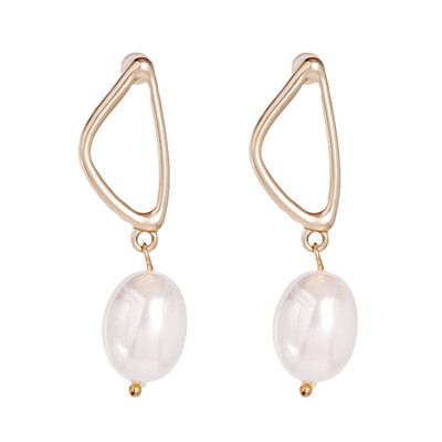 

Vintage ZA Pearl Hoop Earrings For Women handmade Weddings Party Irregular Geometric Jewelry 2019 big pearl earrings