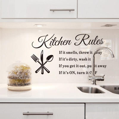 

Home Decor Kitchen Rules Quote Wall Stickers Removable DIY Vinyl Art Mural Decal