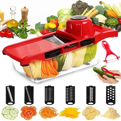 

Multifunctional Kitchen Slicer Vegetable Cutter with Stainless Steel Blade Manual Potato Peeler Carrot Grater Dicer