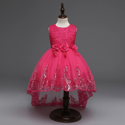 

2017 Cute Infant Child Girl Princess Wedding Dress Lace Floral Party Dress lace Flowers Princess Dress