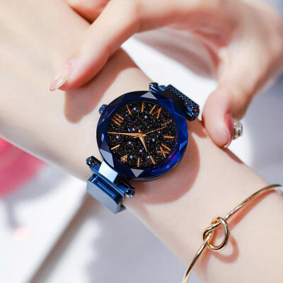 

Luxury Diamond Starry Sky Watch Crystal Rhinestone Magnet Mesh Band Quartz Wristwatch Ladies Fashion Elegant Watches