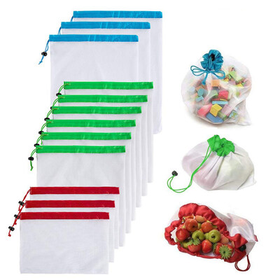 

12PcsSet Transparent Drawstring Vegetable Fruit Storage Bag Container Organizer