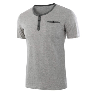 

Toponeto Fashion Mens Baggy Solid Short Sleeve Button O-Neck T Shirts Tops Blouses