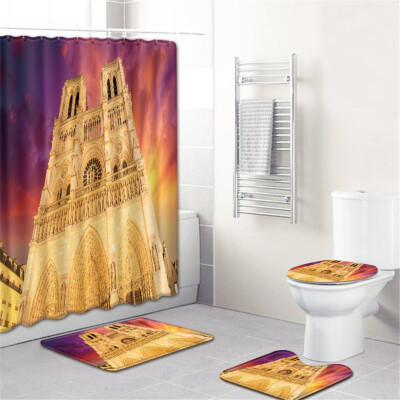 

〖Follure〗Waterproof Bathroom Shower Curtain Set Non-Slip Rug Toilet Lid Cover Bath Mat