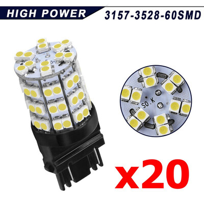 

20x White 3157 3156 60SMD Car Tail Brake Stop LED Light Bulbs 3528 Parking Light