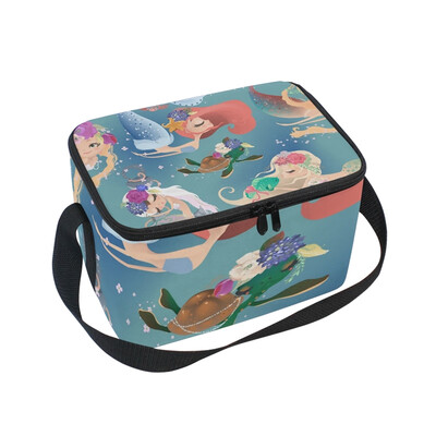 

ALAZA Lunch Box Insulated Lunch Bag Large Cooler Pattern With Cute Mermaid Girls Tote Bag