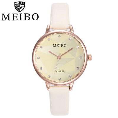 

MEIBO Brand Leather Strap Unique Thin Strap Watches Casual Women Men Quartz Wristwatches Clock Relogio Feminino Hot Sale 533
