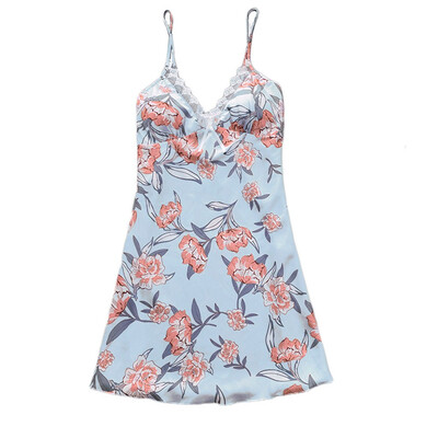 

Toponeto Women Satin Flower Printint Silk Lingerie Bow Lace Pajamas Sleepwear Nightdress