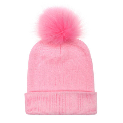 

Tailored Adult Women Keep Warm Winter Fur Ball Knitted Wool Beanie Hemming Hat Cap