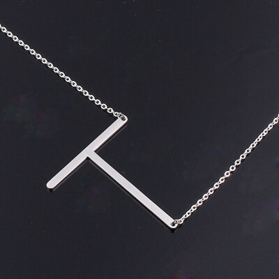 

Alphabet Necklace Silver Plated Initial Letter Alphabet A - Z Choker Pendant