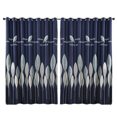 

1pc Leaves Printed Semi-Blackout Curtains Living Room Bedroom Windows Drape