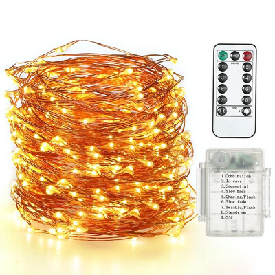 

String Lights 39ft 100 LED Rope Light 8 Modes Warm White Lights for Party Garden Home Festival Decoration