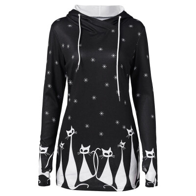 

Halloween Cat Star Print Hoodie