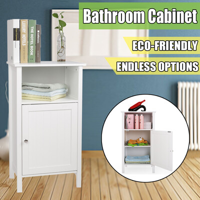 

Single Door Cabinet Bathroom White Bedside Table Storage Cupboard Luxurious