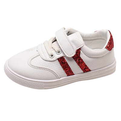 

Children Kid Boys Girls Striped Bling Leather Sport Outdoor Casual Shoes