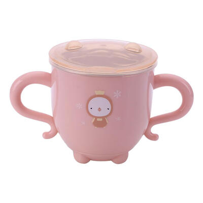 

300ml Cute Cartoon Kids Water Drinking Cup with Handle Cover Milk Tea Mug