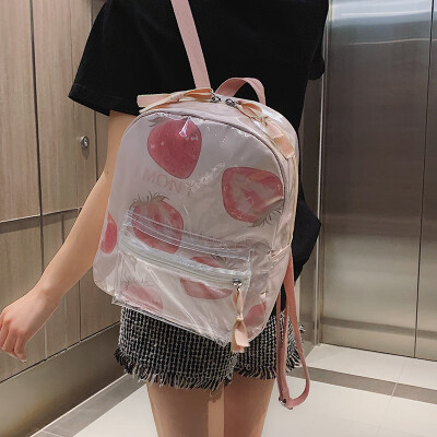 

School bag female Korean version of high school students pack ins super fire transparent shoulder bag Sen small fresh fashion girl backpack