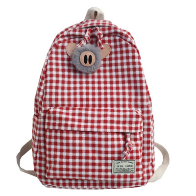 

Schoolbag female ins wind Korean college students backpack junior&senior high school Mori ancient feeling girl plaid canvas ba