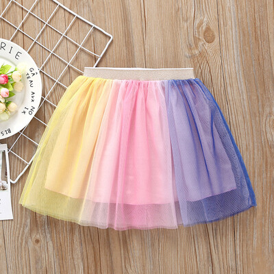 

Cute Summer Children Kids Girls Lovely Colorful Mesh Elastic Short Skirts Performance Dresses