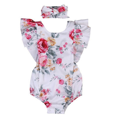 

Newborn Baby Girls Floral Ruffle Romper Bodysuit Jumpsuit Clothes Outfits 0-18M