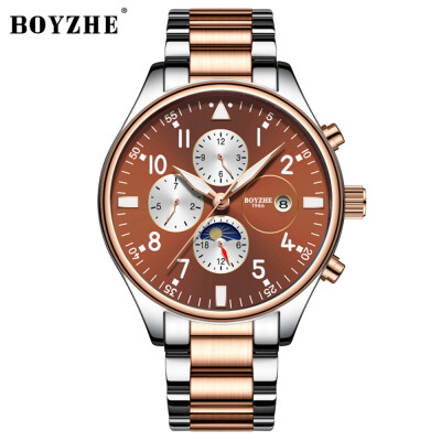 

BOYZHE WL002-G Watch Brand Luminous Waterproof Business Full-automatic Mechanical Men Stainless Steel Wrist Watch with Gift Box