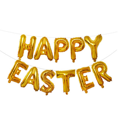 

Toponeto 16 inch Large Happy Easter Foil Balloon Set Banner Bunting Party Decoration